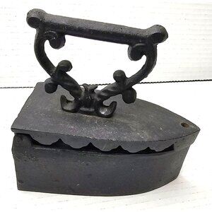 Antique Cast Iron Coal Box Iron Press With Ornate Handle